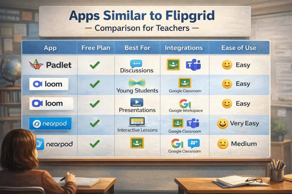 apps similar to flipgrid comparison for teachers